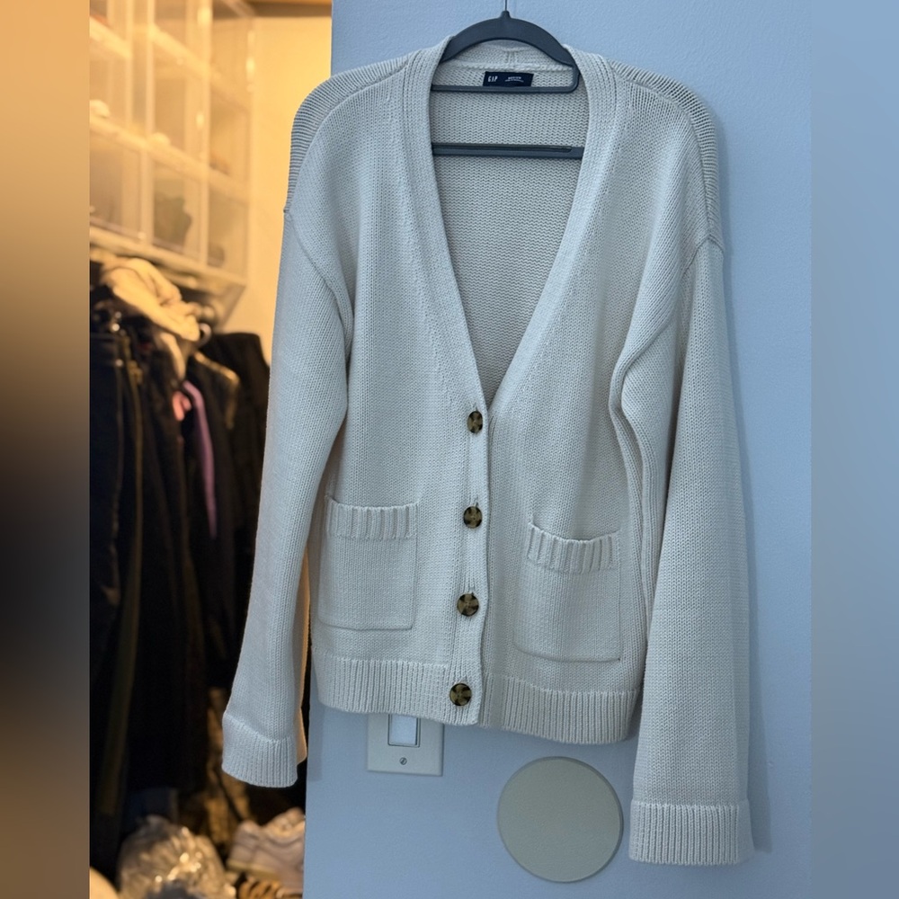 GAP Cream Button-Up Cardigan